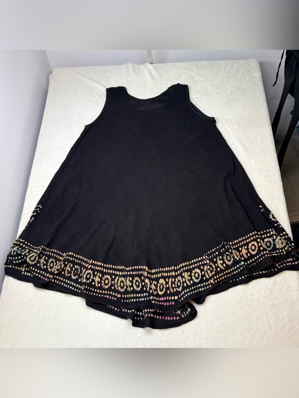 India Boutique Black Batik Printed Flowy Dress Boho Floral Sundress One Size - Picture 3 of 10